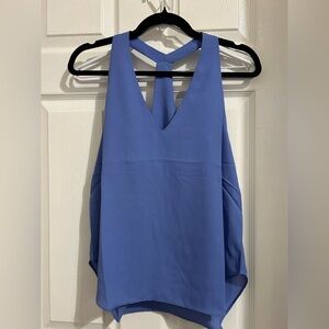 NWT three eighty two cornflower Blue Sleeveless Women's halter trapeze Top sz sm